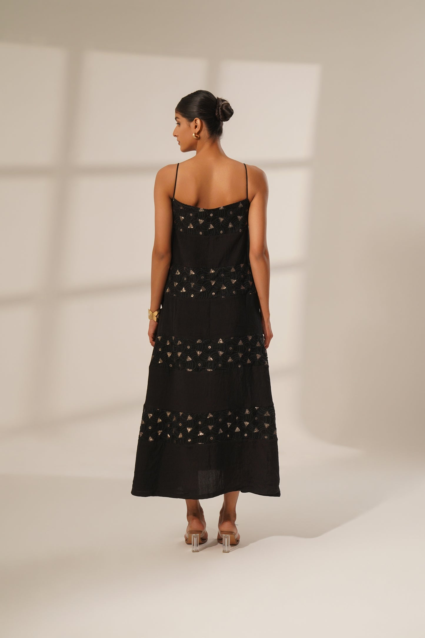 Horizontal Panelled Dress (Black)