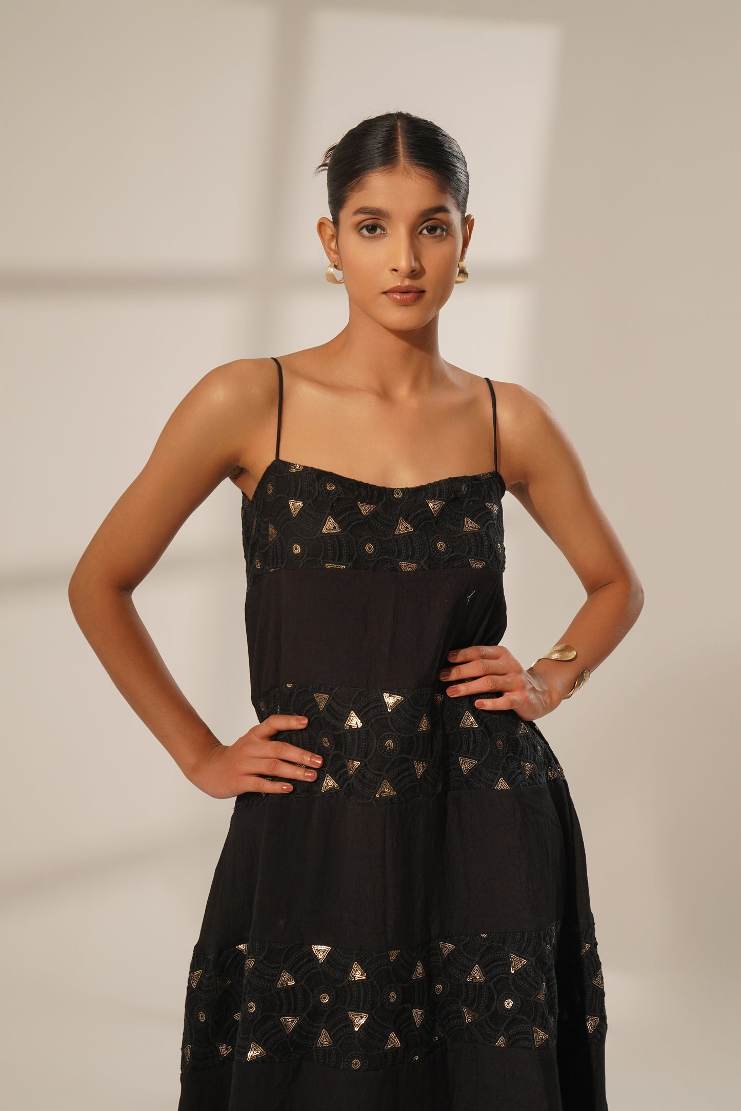 Horizontal Panelled Dress (Black)