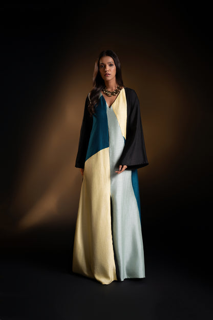 Asymmetric Panelled Maxi Dress