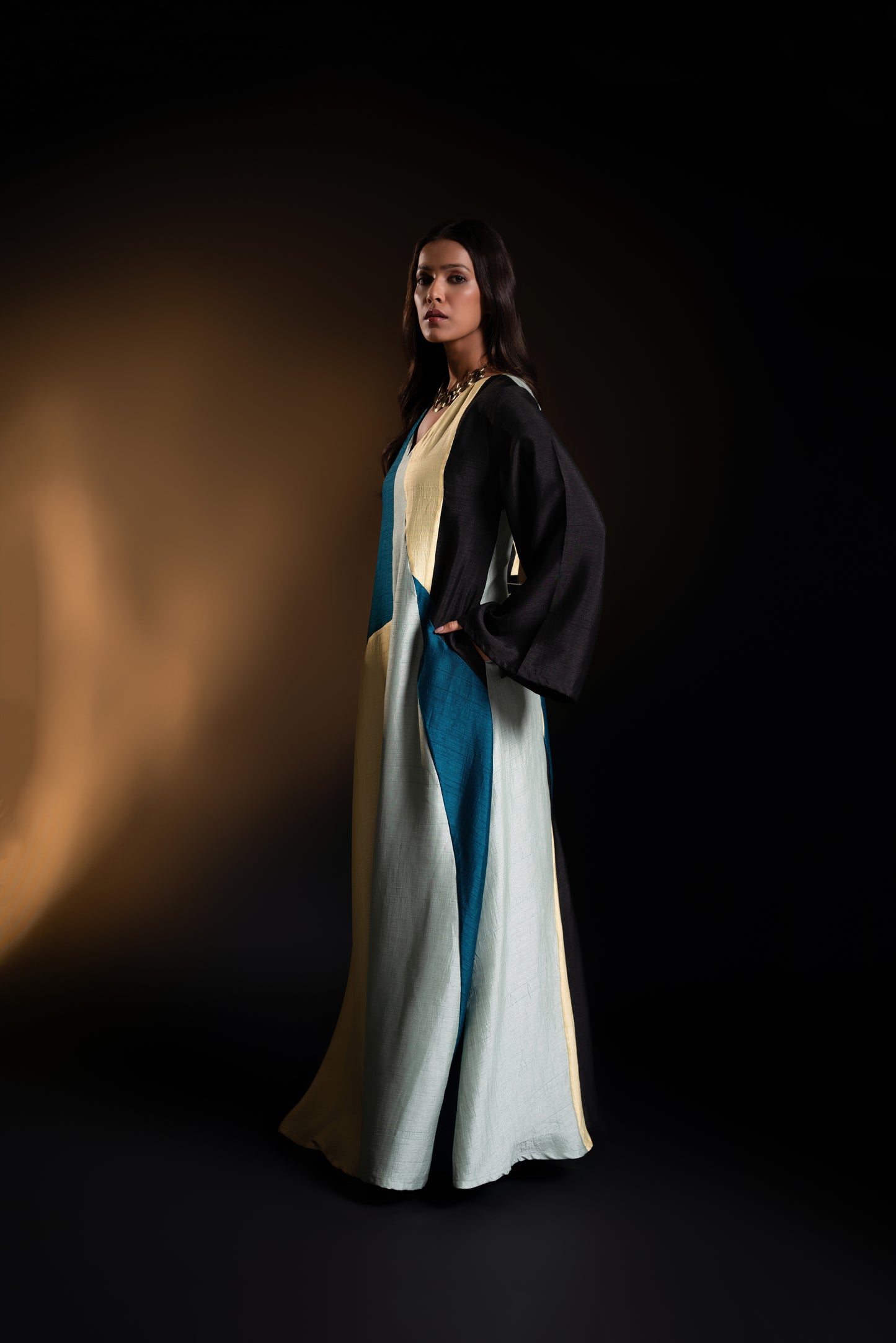 Asymmetric Panelled Maxi Dress