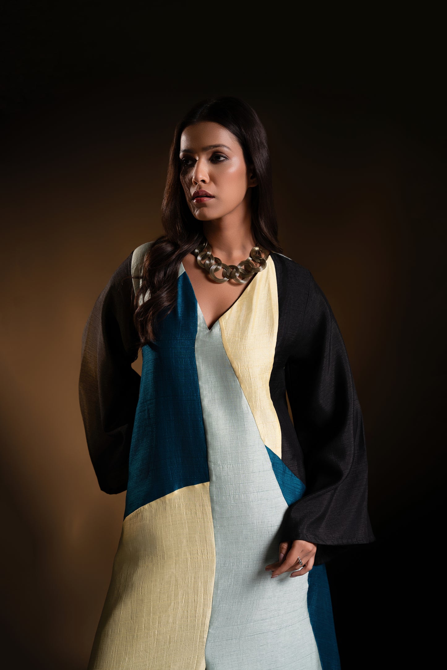 Asymmetric Panelled Maxi Dress