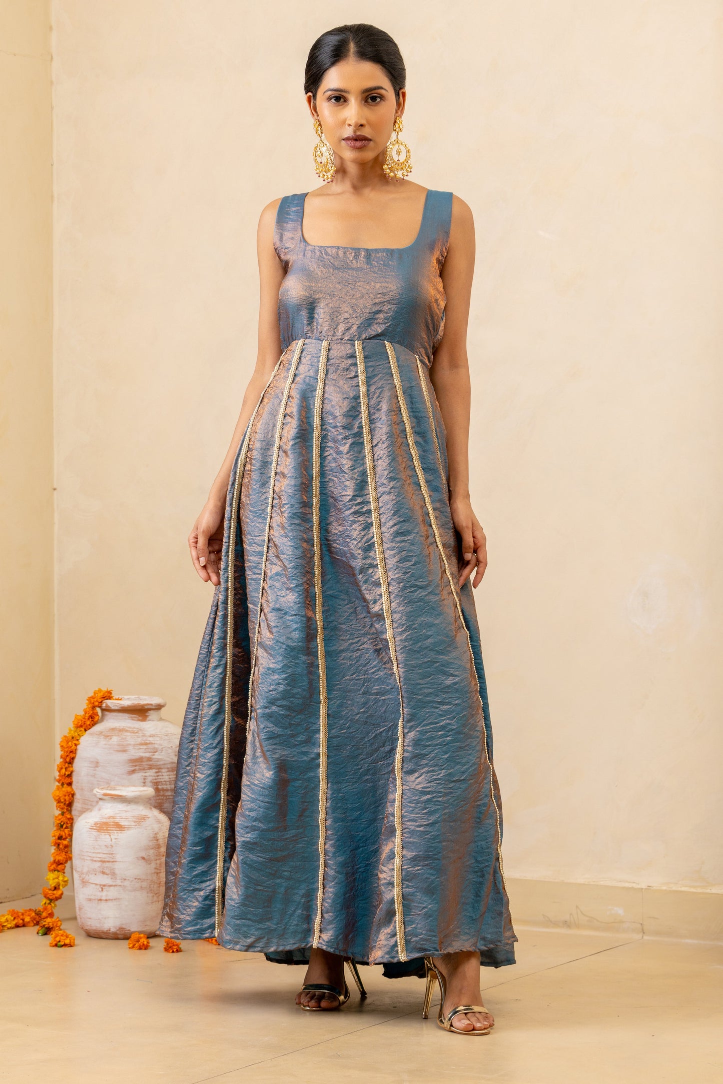 Buy Dark Blue Anarkali Dress | Modern festive- Chic & Elegant | Mugasa MUGASA Buy Dark Blue Anarkali Dress | Modern festive- Chic & Elegant | Mugasa MUGASA