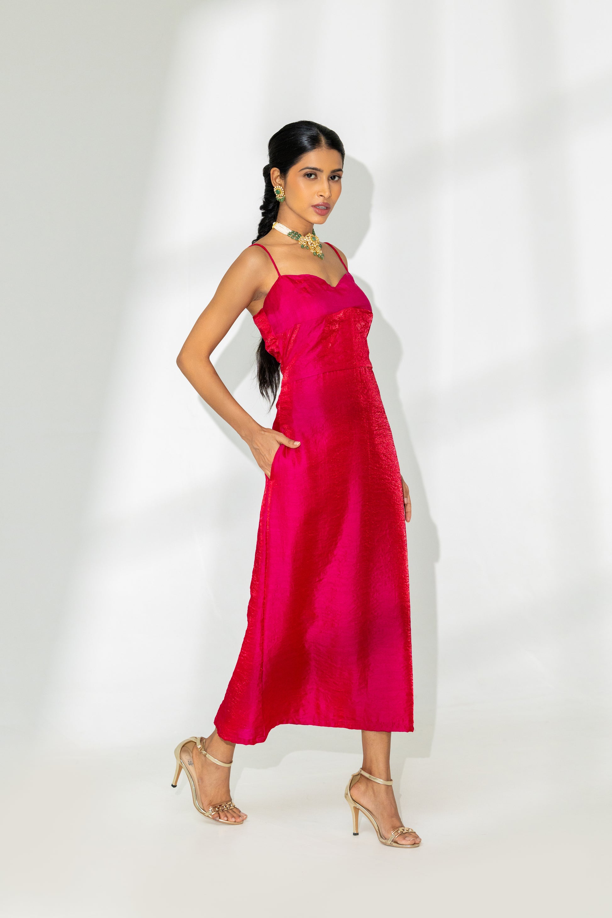 Buy Hot Pink Bodycon Midi Dress | Modern, Chic & Elegant | Mugasa MUGASA Buy Hot Pink Bodycon Midi Dress | Modern, Chic & Elegant | Mugasa MUGASA