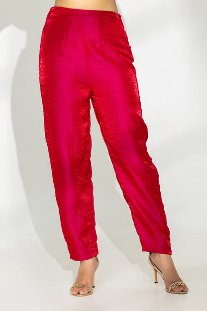 Hot Pink Asymmetrical Kaftan Kurta and Pant Set