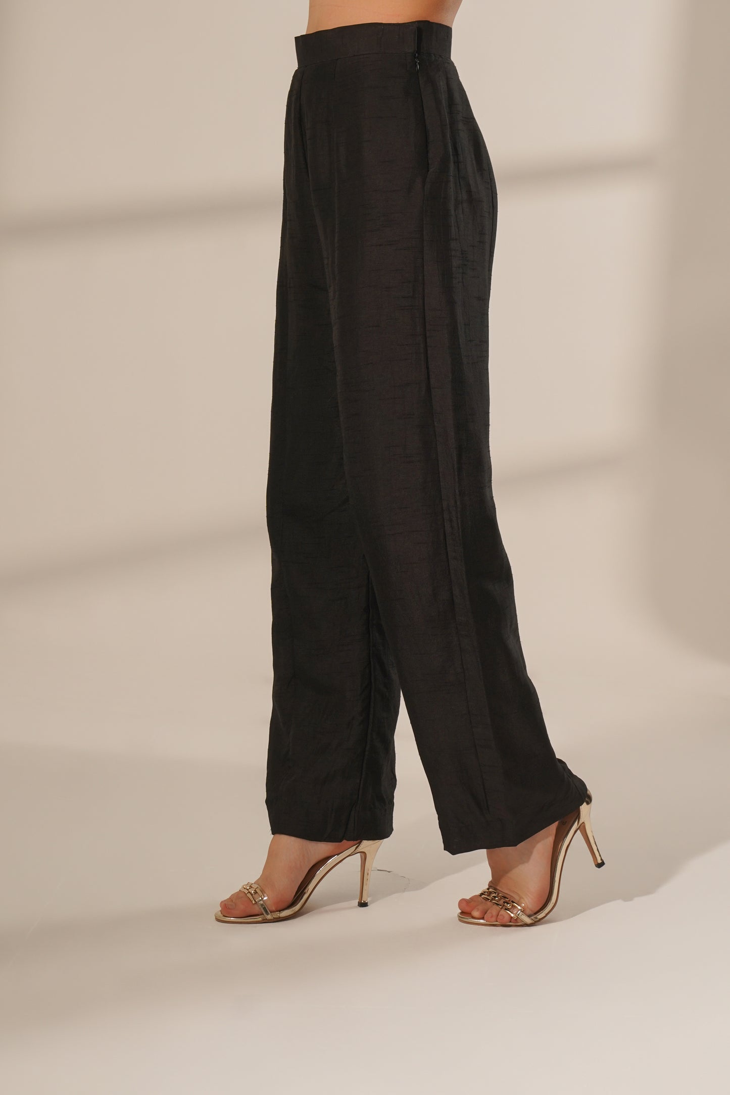 Straight Fit Panelled Pant (Black)