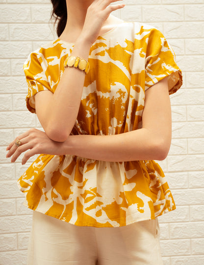 Printed Elasticated Kaftan Top