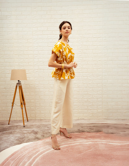 Printed Elasticated Kaftan Top