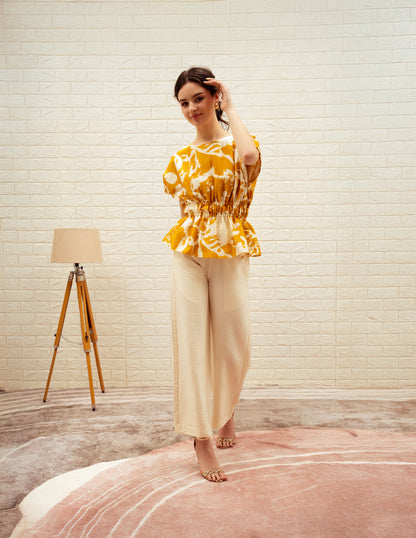 Printed Elasticated Kaftan Top