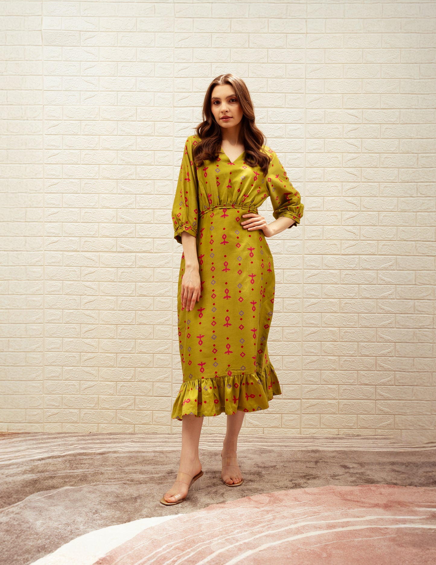 Straight-Fit Printed Midi Dress
