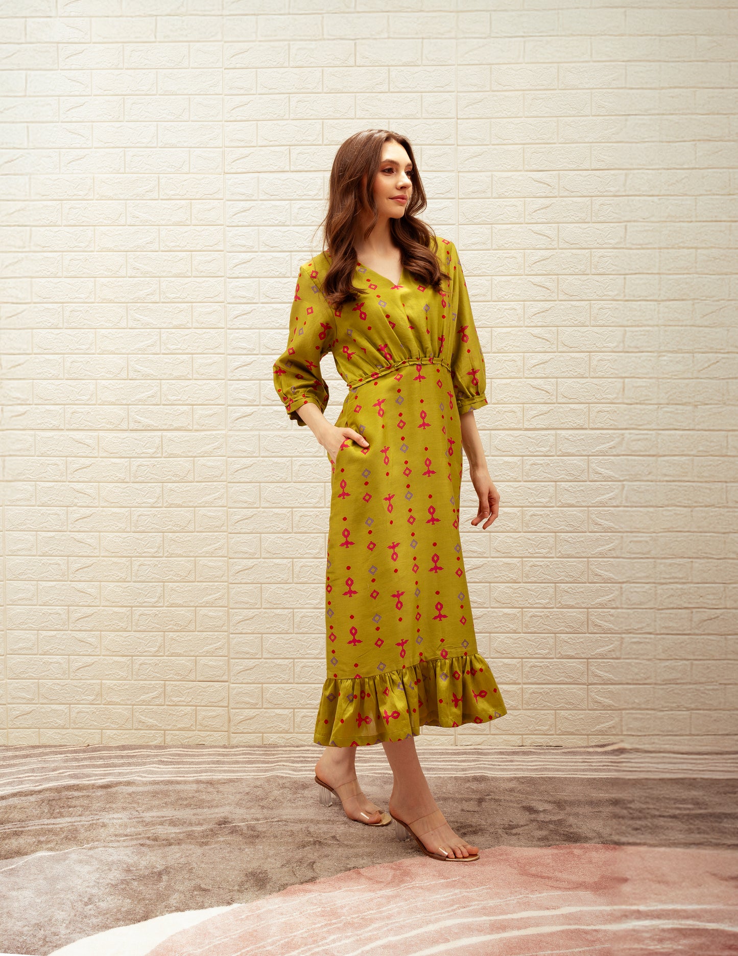 Straight-Fit Printed Midi Dress