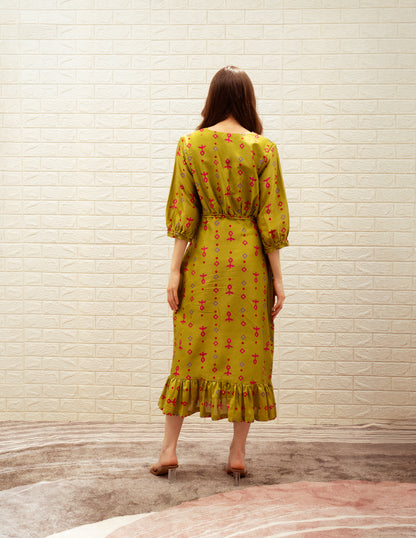 Straight-Fit Printed Midi Dress
