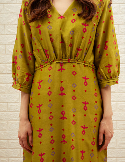 Straight-Fit Printed Midi Dress