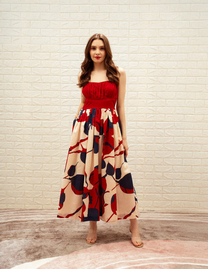 Printed Fit and Flare Dress