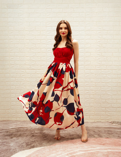 Printed Fit and Flare Dress