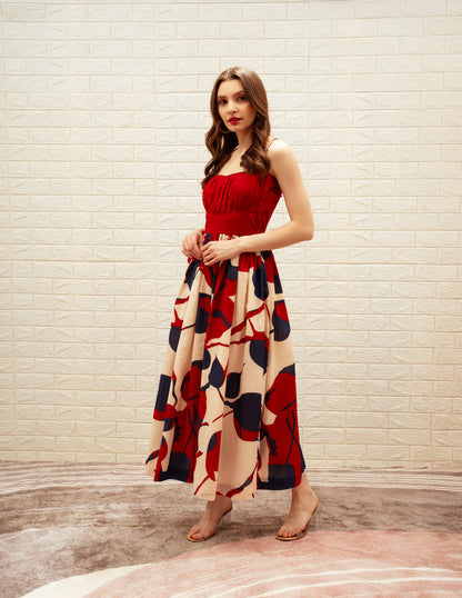 Printed Fit and Flare Dress