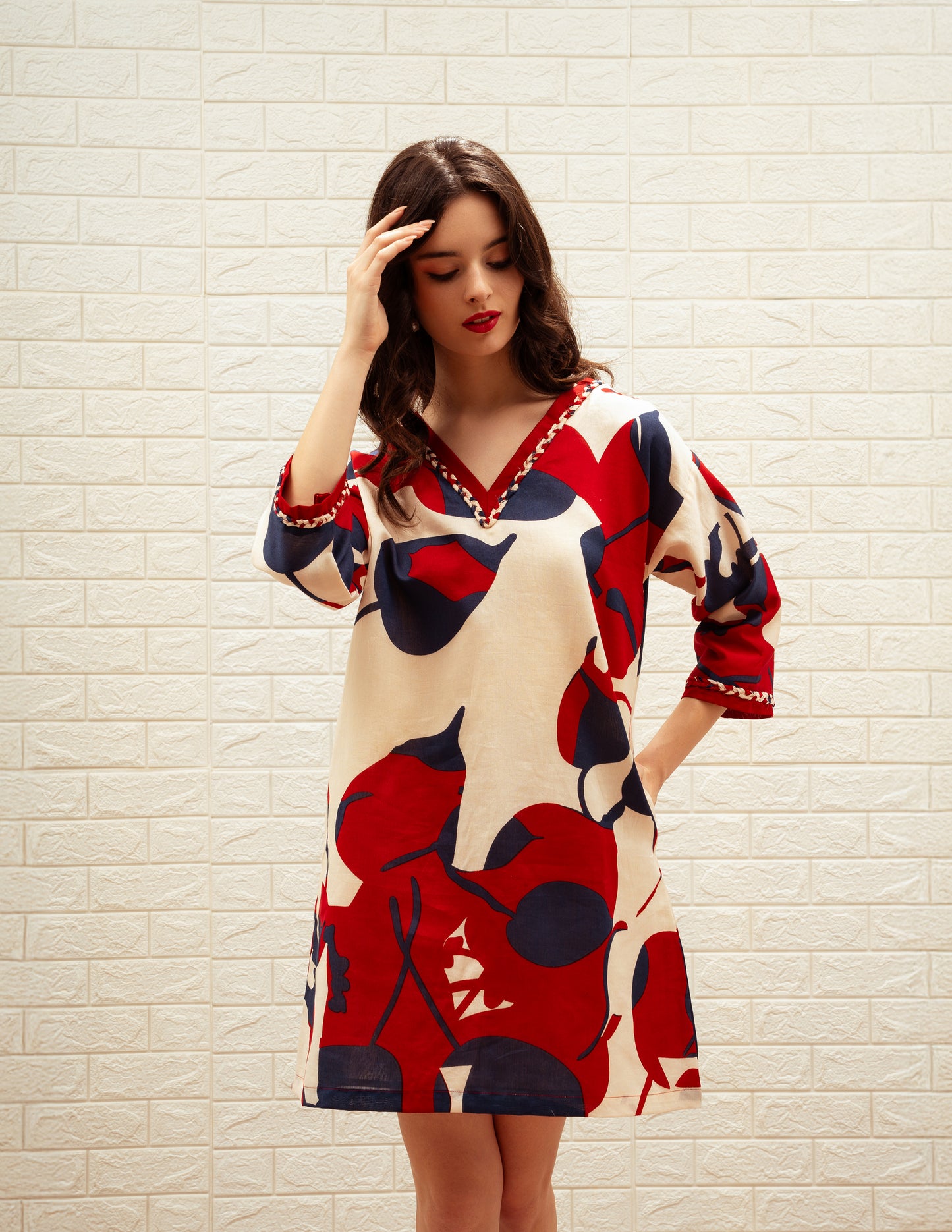 Relaxed-Fit Printed Short Dress
